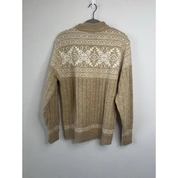 Vintage Jantzen Sweater Mens Large Knit Snowflake Nordic Pullover USA 80s - Picture 3 of 4